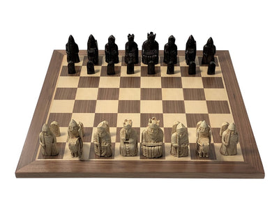 Isle of Lewis Chessmen & 19" Walnut Chess Board -  CHESSMAZE STORE UK 