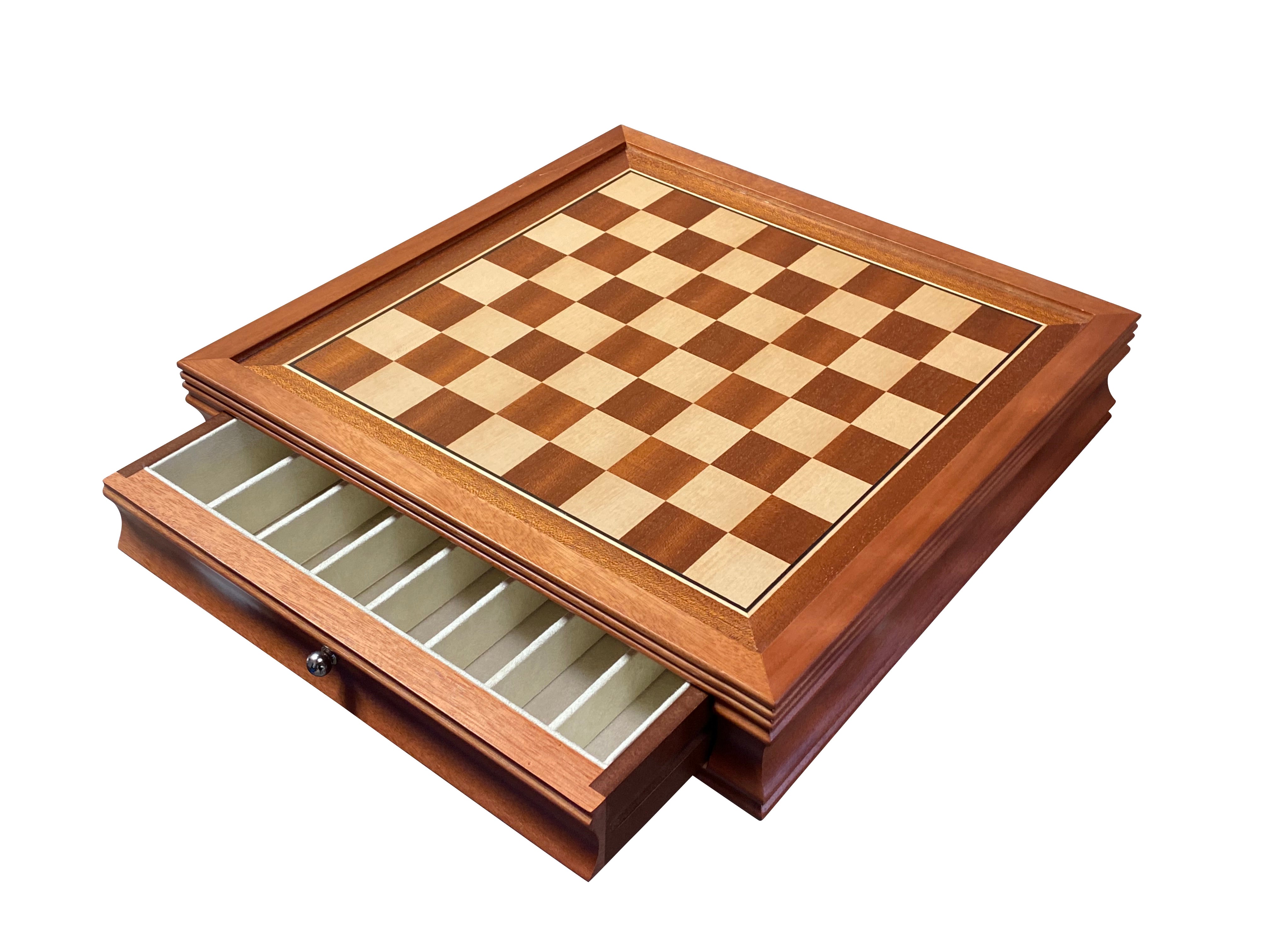 wooden chess board with storage