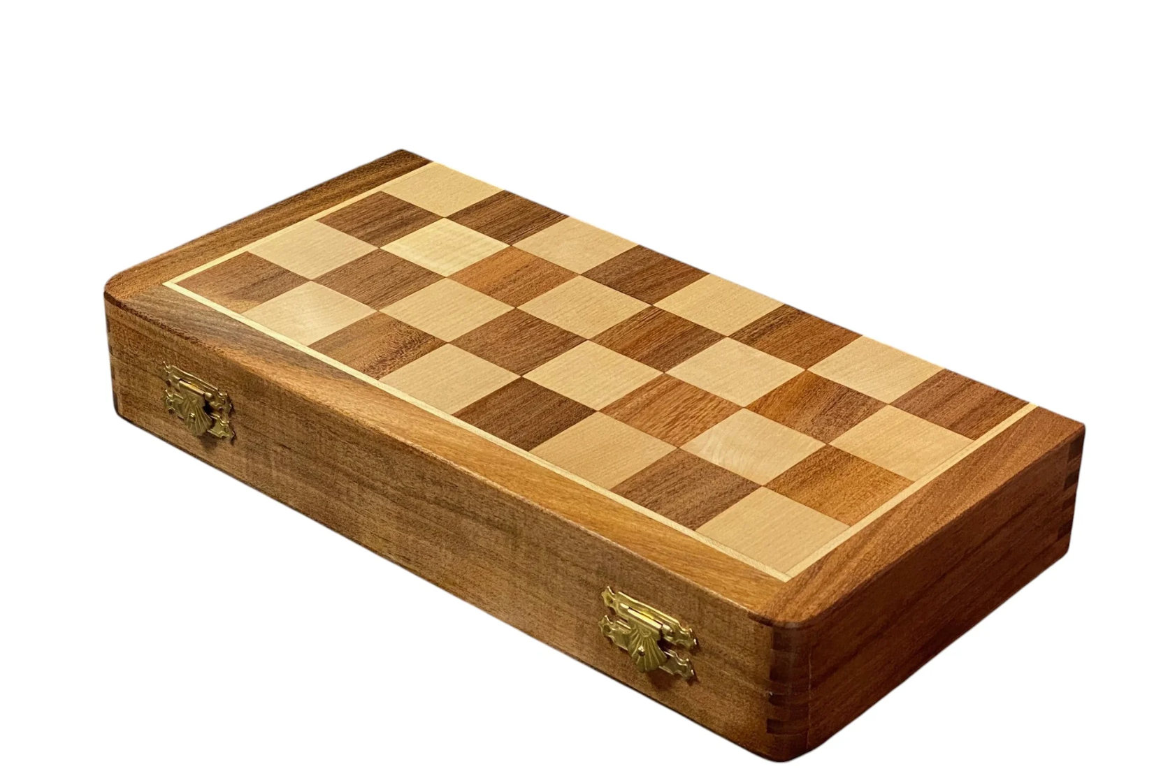 14" Folding Magnetic Black and Natural Pieces Chess Set - CHESSMAZE STORE UK