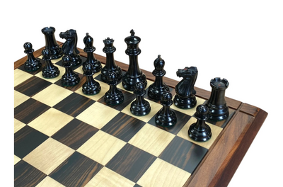 1849 Antique Ebony Staunton Chess Set with 21-Inch Ebony Golden Rosewood Board and Vinyl Box - CHESSMAZE STORE UK