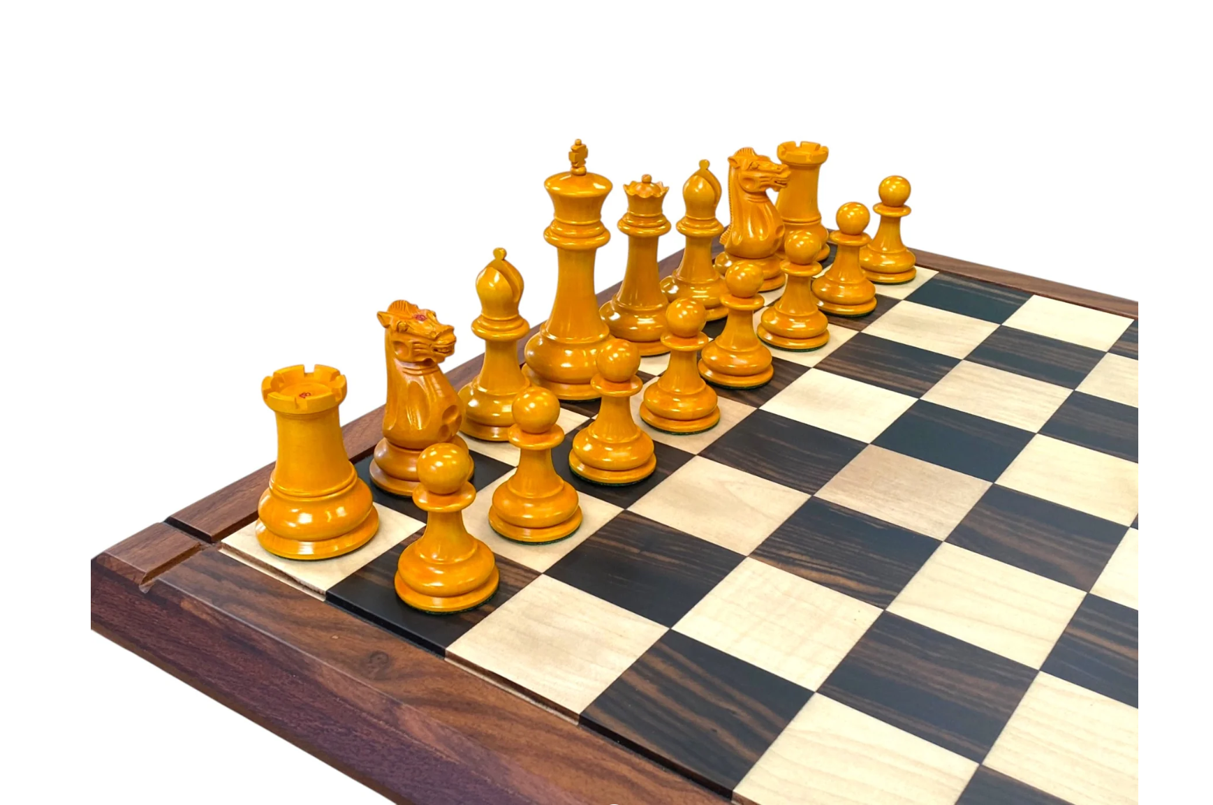 1849 Antique Ebony Staunton Chess Set with 21-Inch Ebony Golden Rosewood Board and Vinyl Box - CHESSMAZE STORE UK