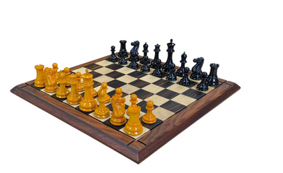 1849 Antique Ebony Staunton Chess Set with 21-Inch Ebony Golden Rosewood Board and Vinyl Box - CHESSMAZE STORE UK