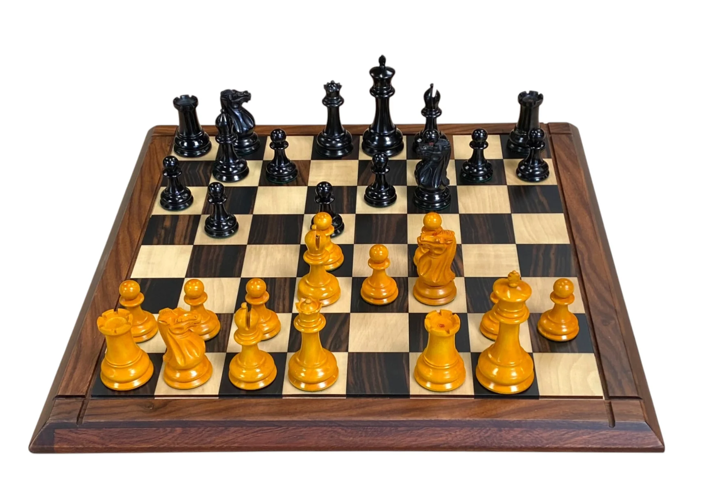 1849 Antique Ebony Staunton Chess Set with 21-Inch Ebony Golden Rosewood Board and Vinyl Box - CHESSMAZE STORE UK