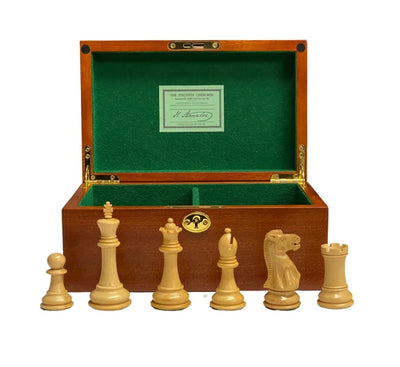 1925 Old English Acacia Chess Pieces & Mahogany Box -  CHESSMAZE STORE UK 