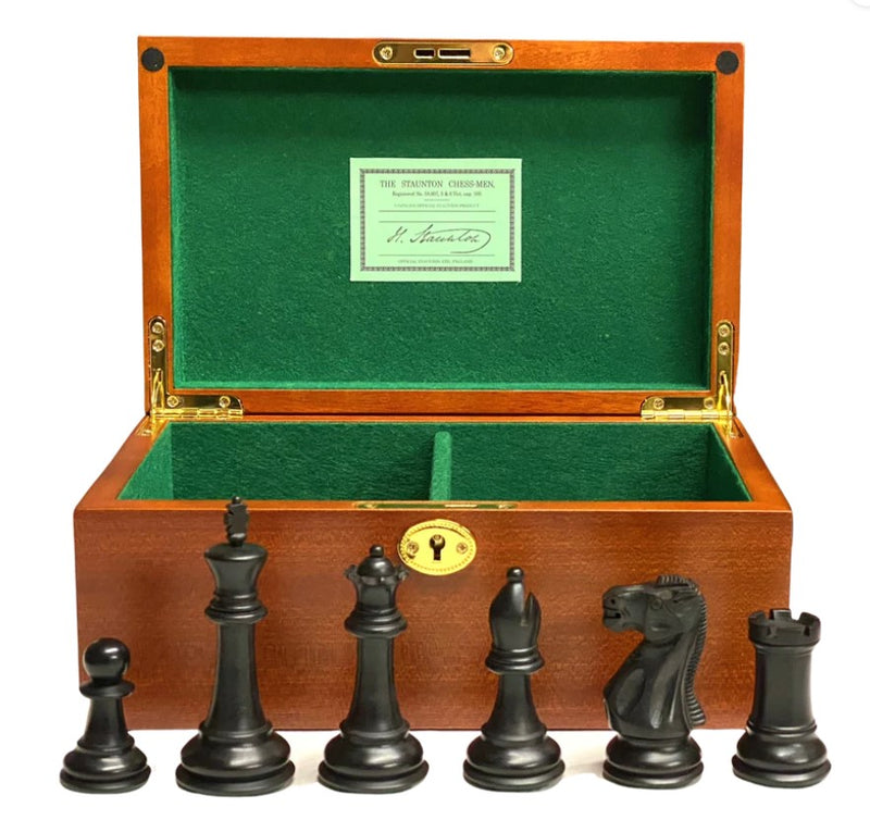 Old English 1925 Staunton Black Chess Pieces & Mahogany Box -  CHESSMAZE STORE UK 