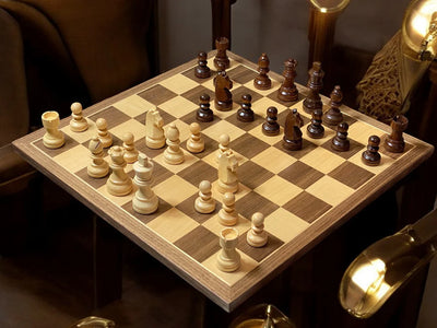 Grandmaster Walnut Chess Set 15.75" and Drawstring Bag - CHESSMAZE STORE UK