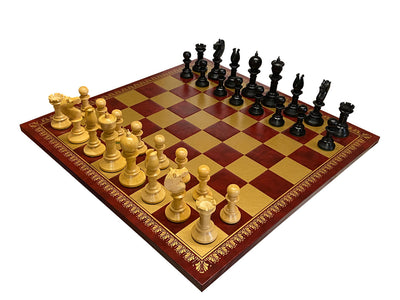 Italian Eco Leather Board with Calvert Boxwood & Black Chess Pieces -  CHESSMAZE STORE UK 