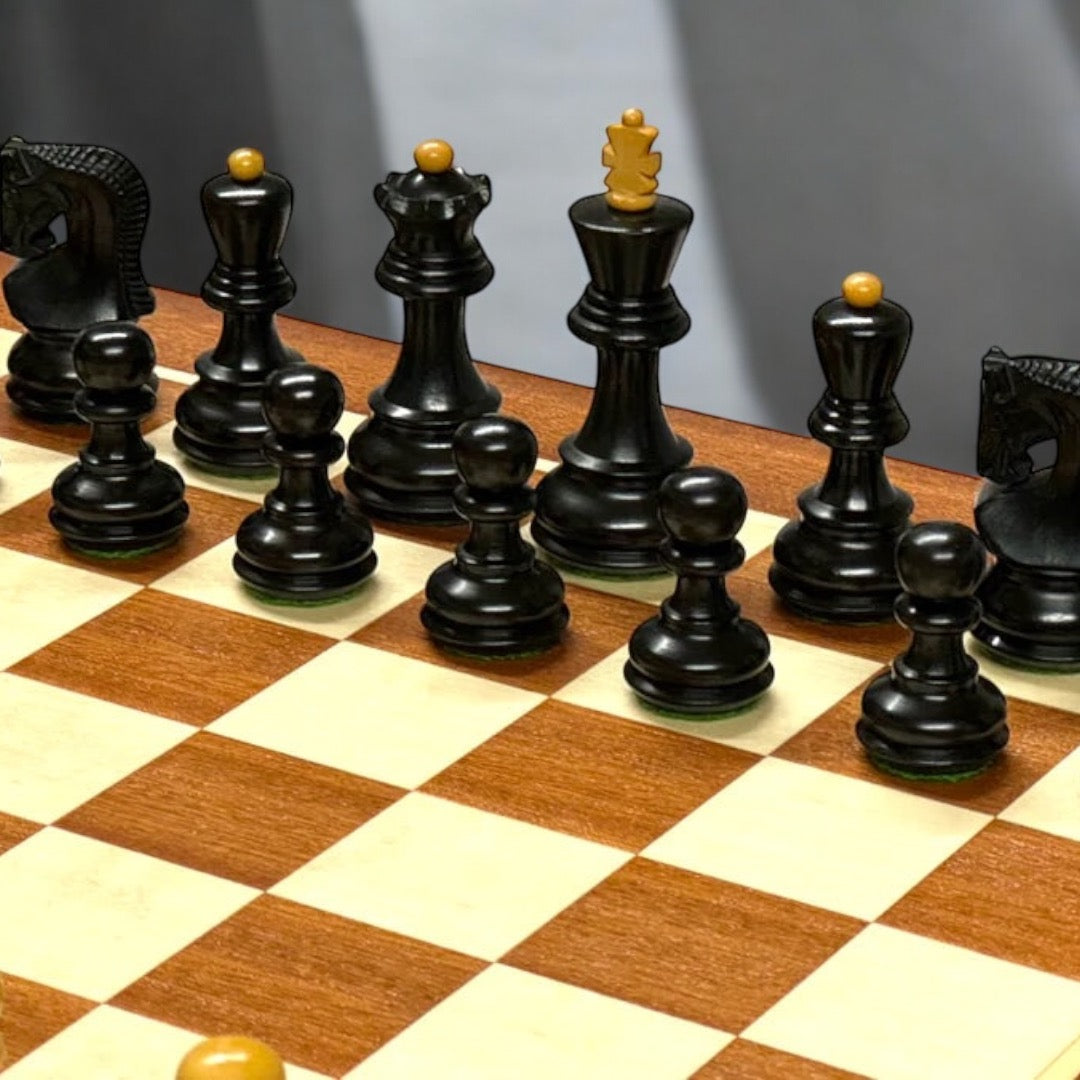 Russian Zagreb Ebonised 3" Chess Pieces 15.75 Mahogany Board - CHESSMAZE STORE UK