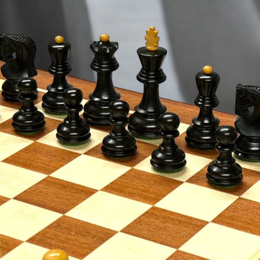 Russian Zagreb Ebonised 3" Chess Pieces 15.75 Mahogany Board - CHESSMAZE STORE UK