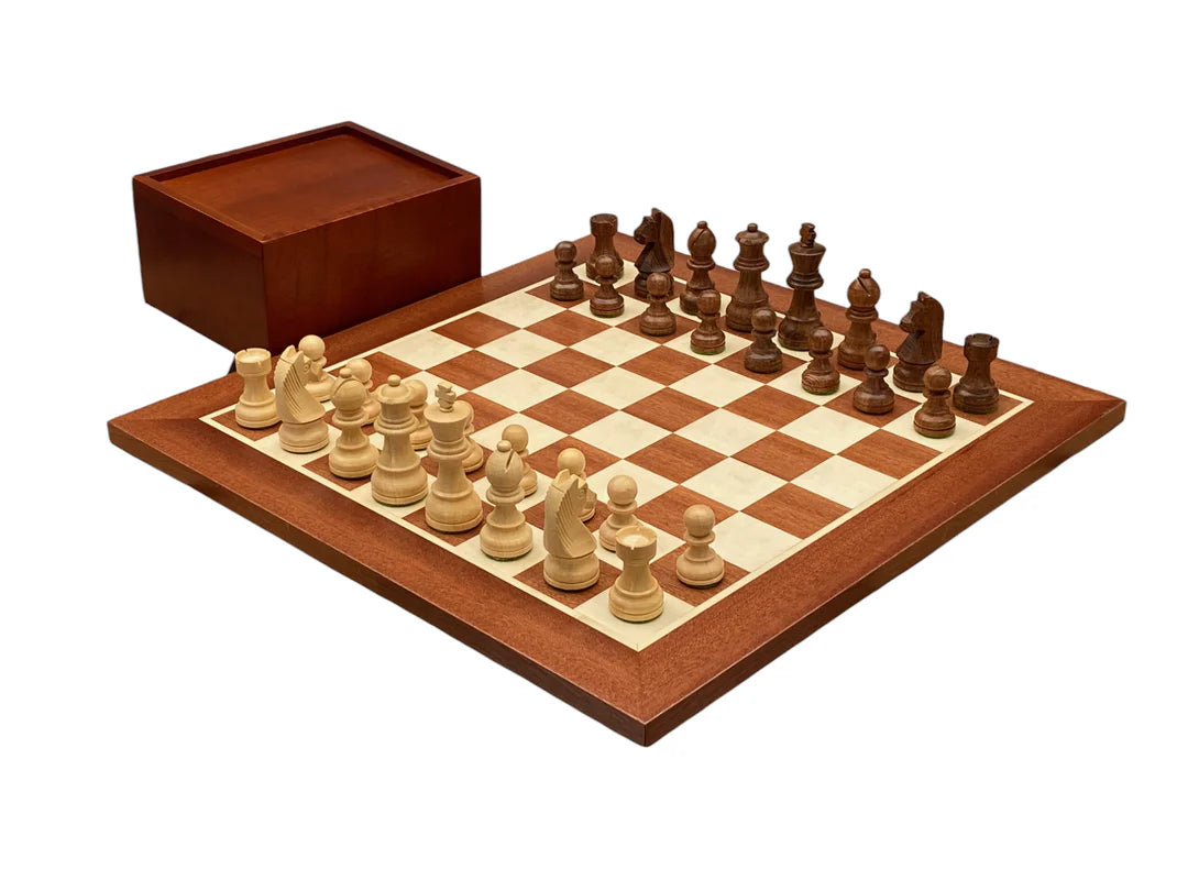 3" Acacia Classic Pieces 15.75" Mahogany Board & Slide Lid Box - CHESSMAZE STORE UK