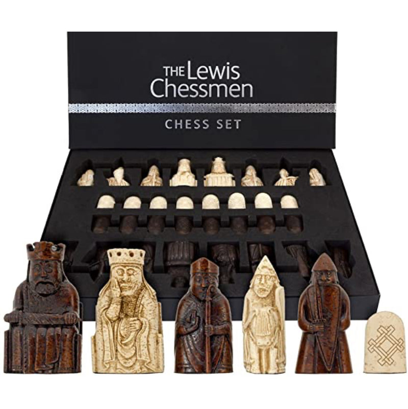 Isle of Lewis Chessmen and 18" Solid Wood Acacia and Boxwood Chess Board -  CHESSMAZE STORE UK 