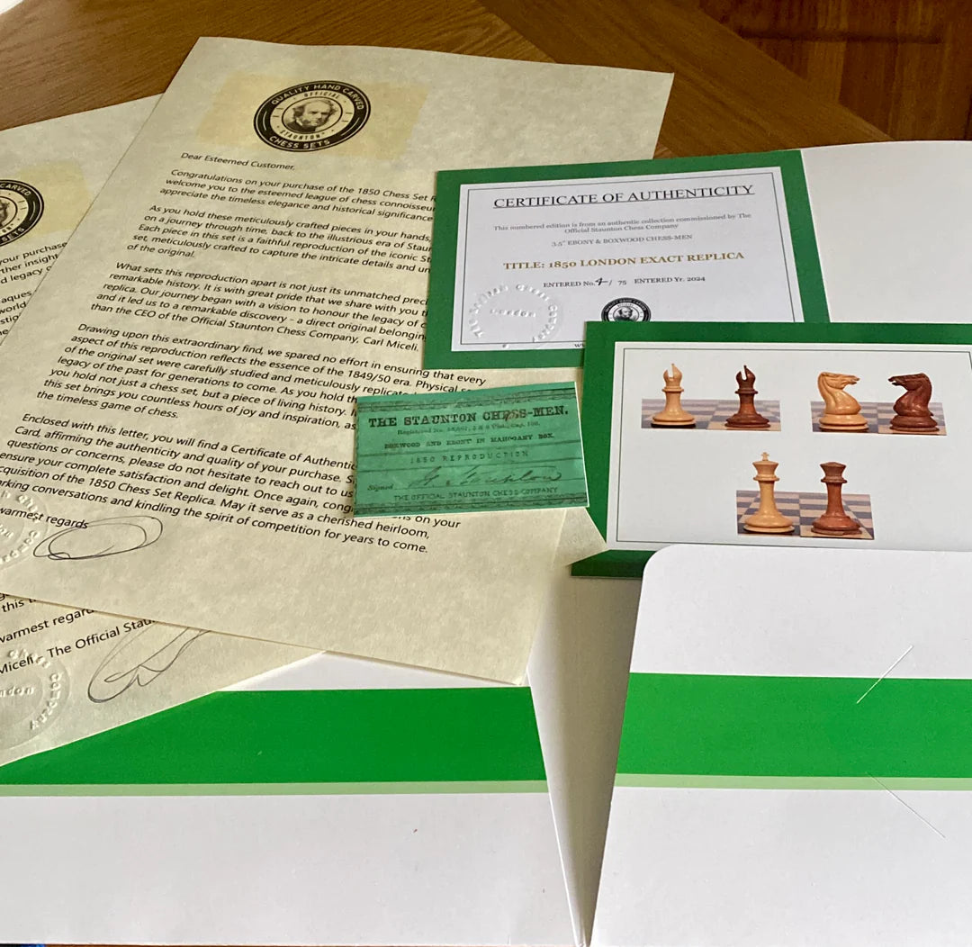 The 1850's London Boxwood and Ebony 3.5" Replica Chessmen -  CHESSMAZE STORE UK 