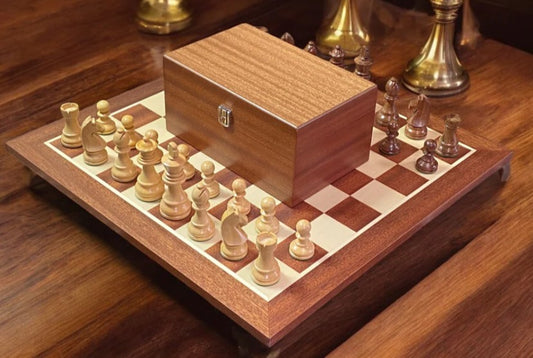 Chess Masters - The Endgame 3.75” Classic Acacia Pieces 19" Mahogany Board & Box - CHESSMAZE STORE UK