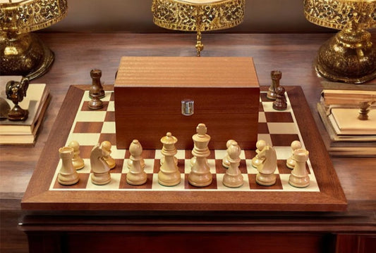 Chess Masters - The Endgame 3.75” Classic Acacia Pieces 19" Mahogany Board & Box - CHESSMAZE STORE UK