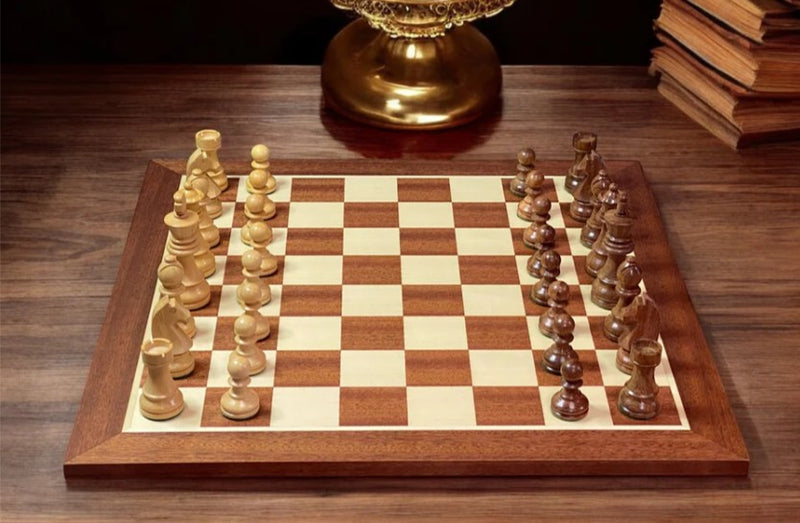 Chess Masters - The Endgame 3.75” Classic Acacia Pieces 19" Mahogany Board & Box - CHESSMAZE STORE UK