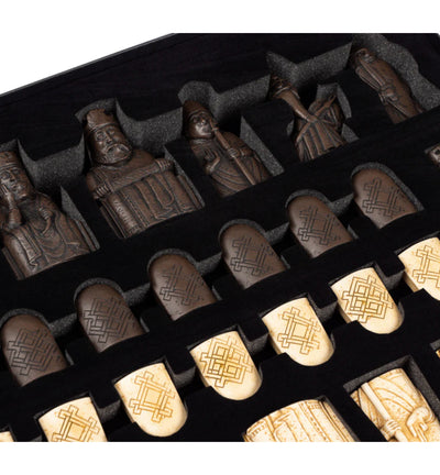 Isle of Lewis Chessmen and 18" Solid Wood Acacia and Boxwood Chess Board -  CHESSMAZE STORE UK 
