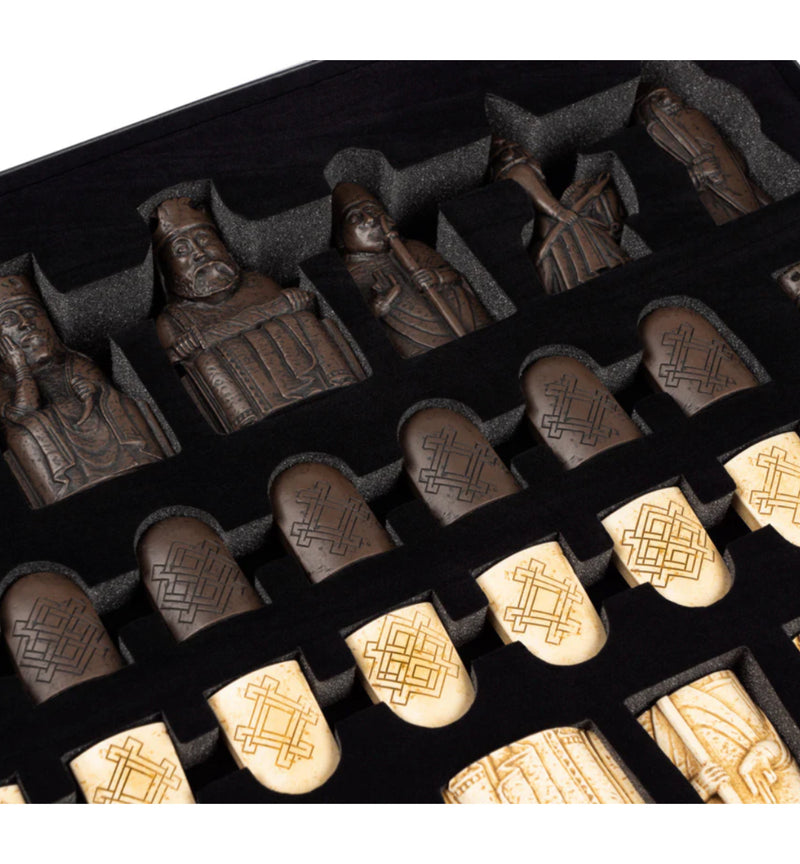 Isle of Lewis Chessmen and 18" Solid Wood Acacia and Boxwood Chess Board -  CHESSMAZE STORE UK 