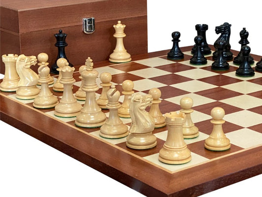 Black Elite Players Mahogany Chess Set Combination - CHESSMAZE STORE UK