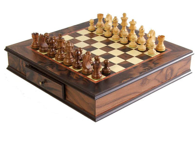 Italian Walnut Drawer Cabinet and Acacia Staunton Chessmen -  CHESSMAZE STORE UK 