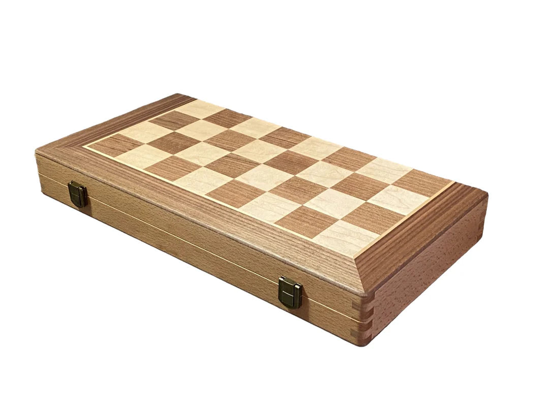 15" Walnut Folding Chess and Checkers Set -  CHESSMAZE STORE UK 