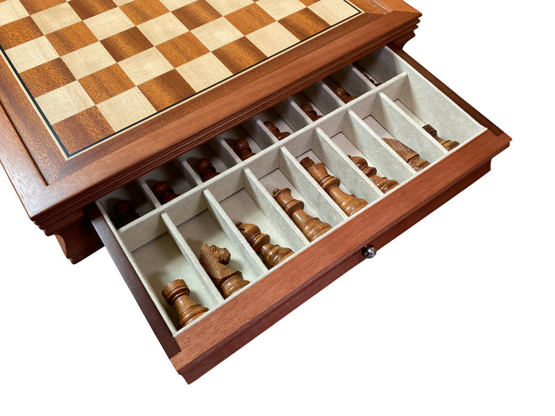 15" Mahogany Drawer Chess Set with Classic Acacia Chess Pieces -  CHESSMAZE STORE UK 