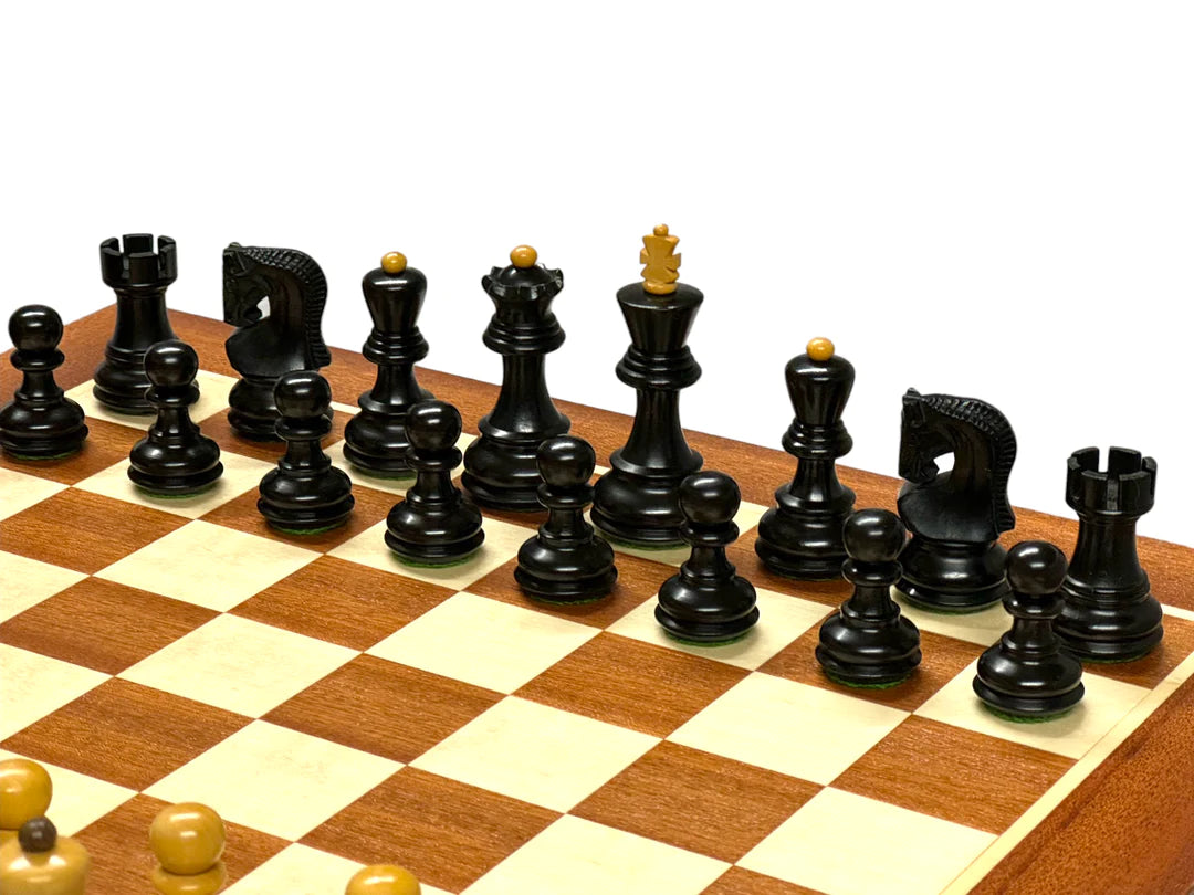 Russian Zagreb Ebonised 3" Chess Pieces 15.75 Mahogany Board - CHESSMAZE STORE UK