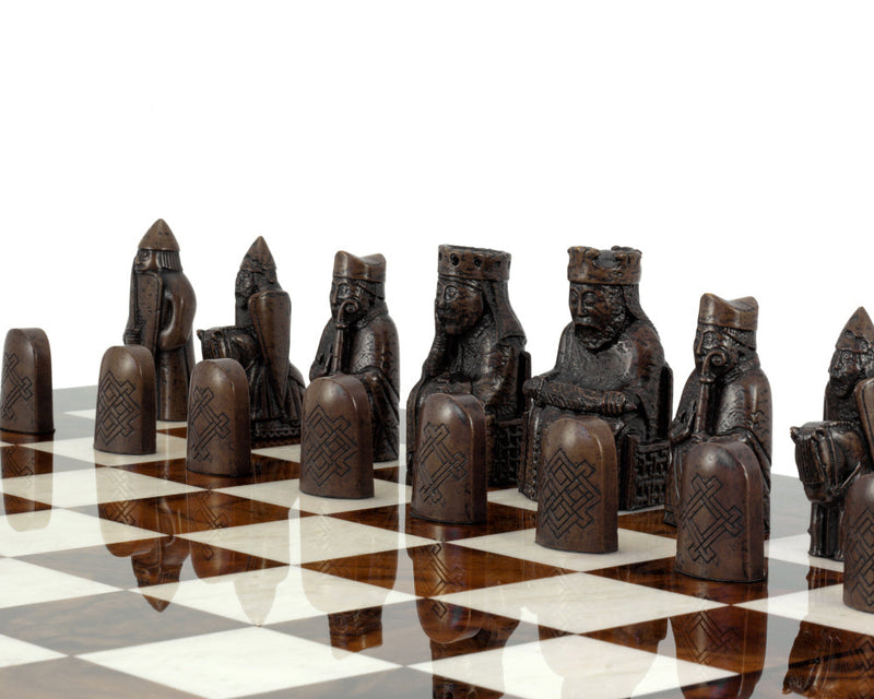 Isle Of Lewis Teak Italian Walnut Prestige Chess Set -  CHESSMAZE STORE UK 