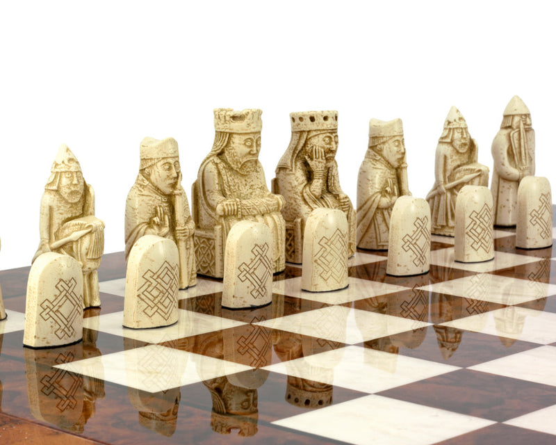 Isle Of Lewis Teak Italian Walnut Prestige Chess Set -  CHESSMAZE STORE UK 