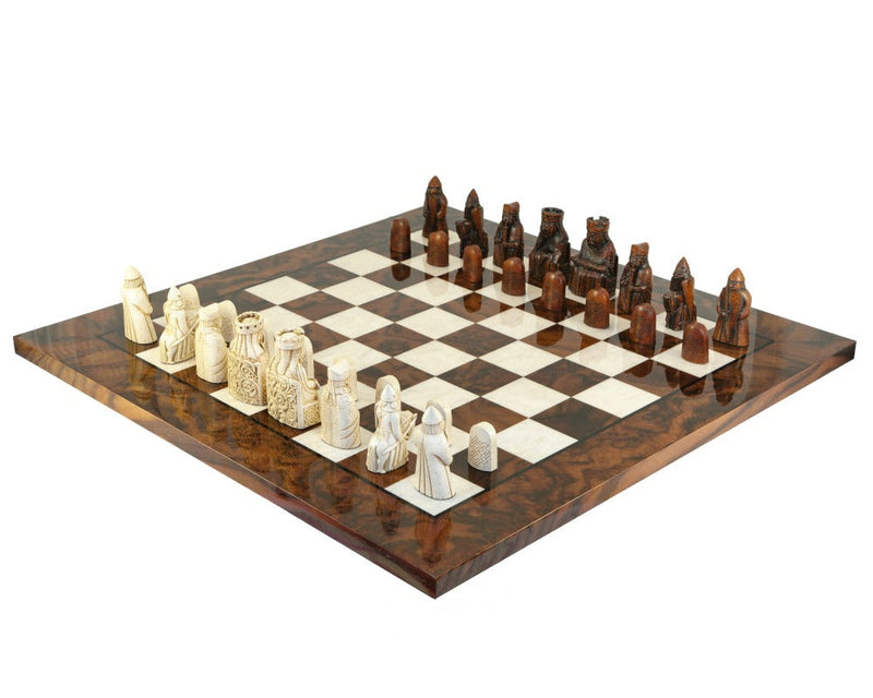 Isle Of Lewis Teak Italian Walnut Prestige Chess Set -  CHESSMAZE STORE UK 