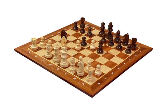 Grandmaster Mahogany Algebraic Chess Set with Drawstring Bag - CHESSMAZE STORE UK