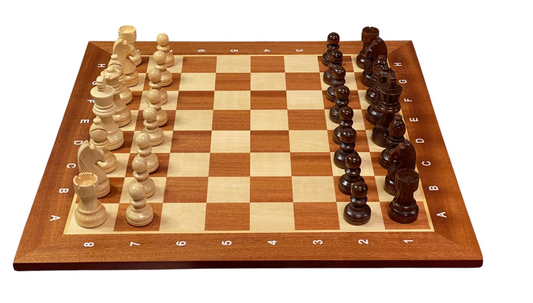 Grandmaster Mahogany Algebraic Chess Set with Drawstring Bag - CHESSMAZE STORE UK