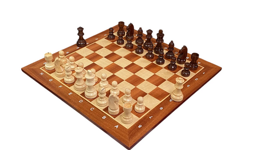 Grandmaster Mahogany Algebraic Chess Set with Drawstring Bag - CHESSMAZE STORE UK