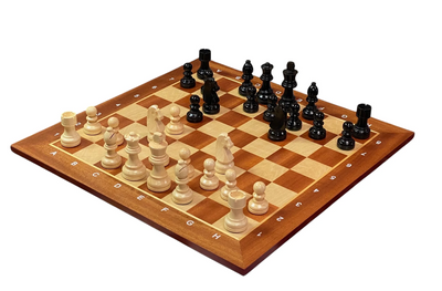 Grandmaster Black Mahogany Algebraic Chess Set with Drawstring Bag - CHESSMAZE STORE UK