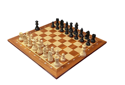 Grandmaster Black Mahogany Algebraic Chess Set with Drawstring Bag - CHESSMAZE STORE UK