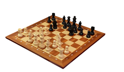 Grandmaster Black Mahogany Algebraic Chess Set with Drawstring Bag - CHESSMAZE STORE UK
