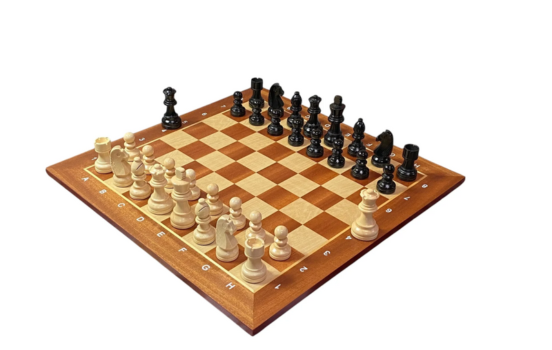 Grandmaster Black Mahogany Algebraic Chess Set with Drawstring Bag - CHESSMAZE STORE UK
