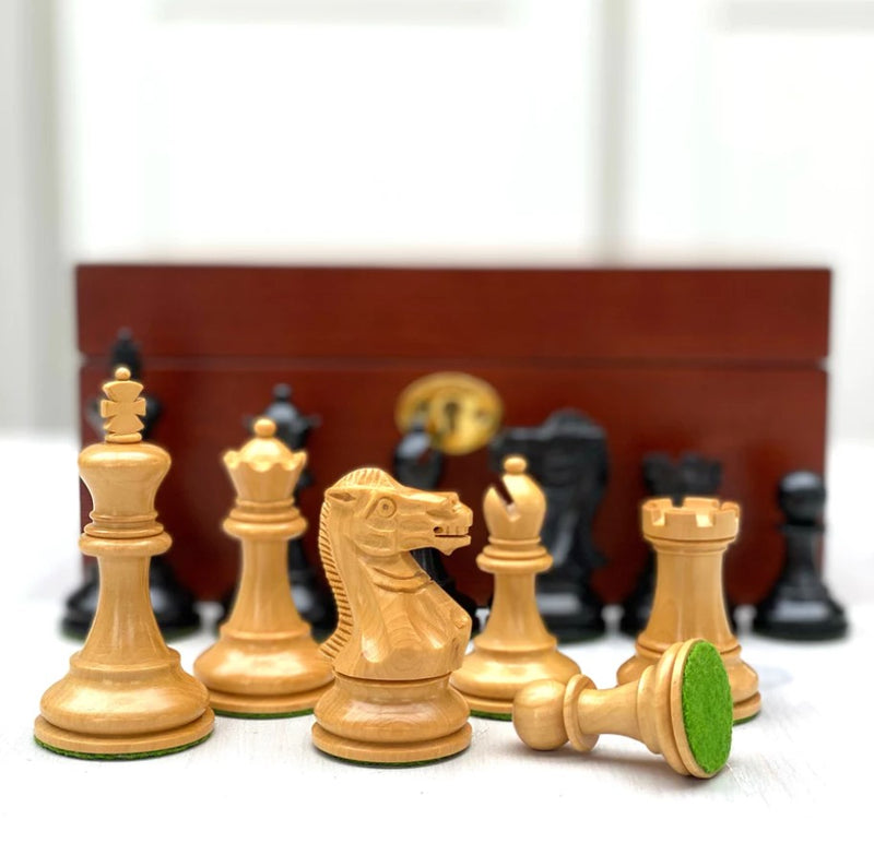 Black Staunton Elite Chess Pieces & Mahogany Box -  CHESSMAZE STORE UK 
