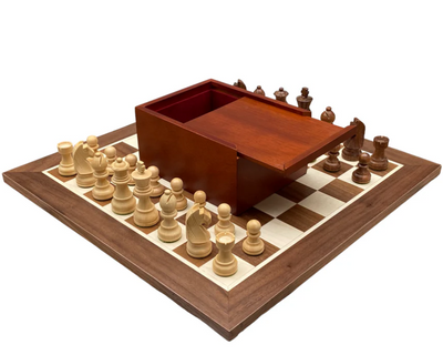 3" Classic Acacia Chess Pieces, Slide Lid Box and 15.75" Walnut Chess Board -  CHESSMAZE STORE UK 
