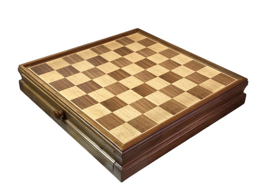 Economy Walnut Drawer Chess & Draughts Set — 15 Inc - CHESSMAZE STORE UK