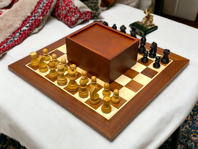3" Classic Ebonized Chess Pieces 15.75" Mahogany Board & Box