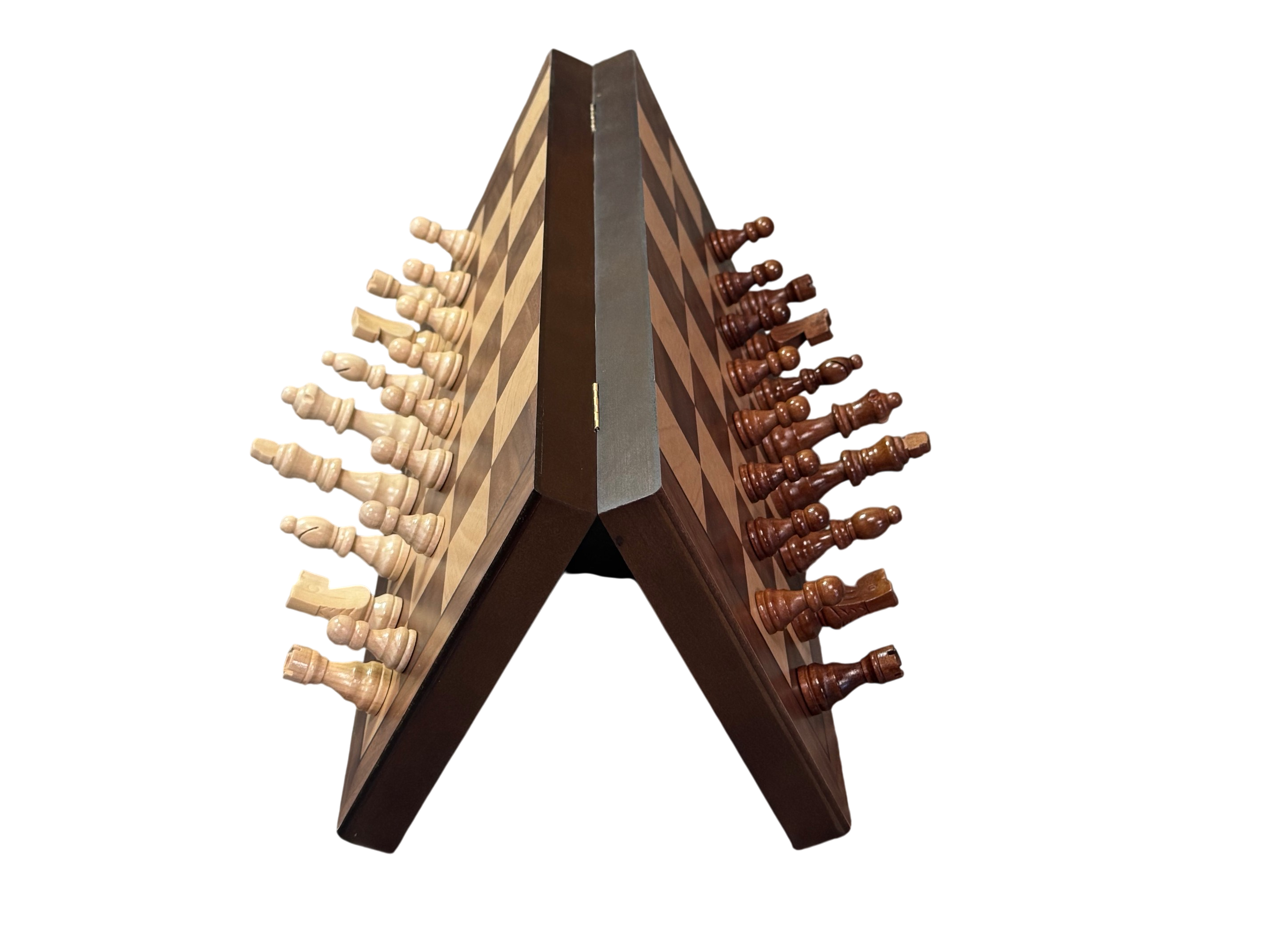 15" Magnetic Walnut and Maple Folding Chess Set - B STOCK - CHESSMAZE STORE UK