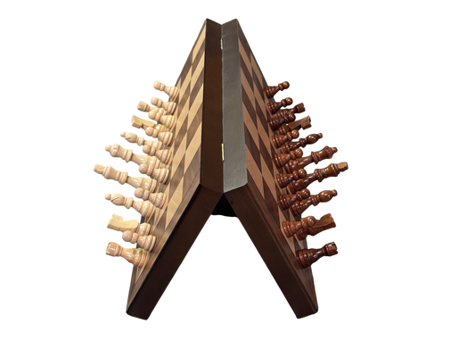 15" Magnetic Walnut and Maple Folding Chess Set - B STOCK - CHESSMAZE STORE UK