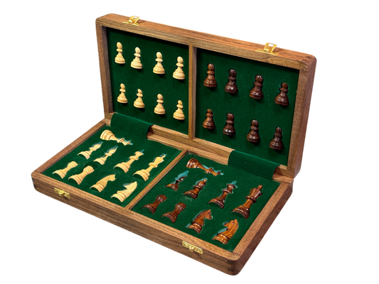 12" Acacia Magnetic Folding Chess Set- B STOCK - CHESSMAZE STORE UK