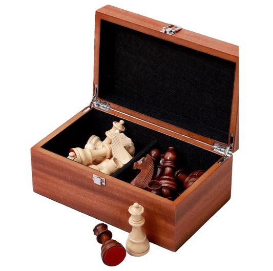Mahogany Grand Master Chessmen and Box - CHESSMAZE STORE UK