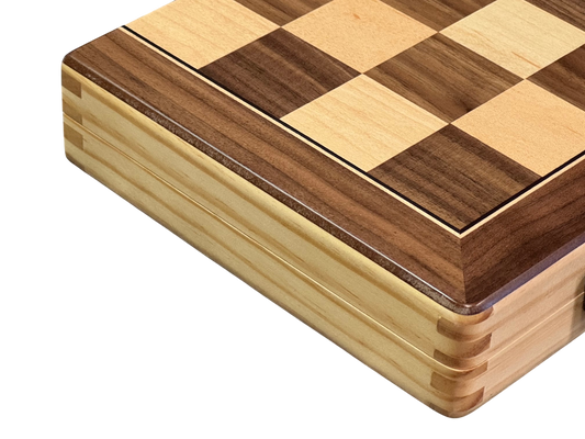15 Inch Solid Walnut Maple Folding Magnetic Chess Set - CHESSMAZE STORE UK