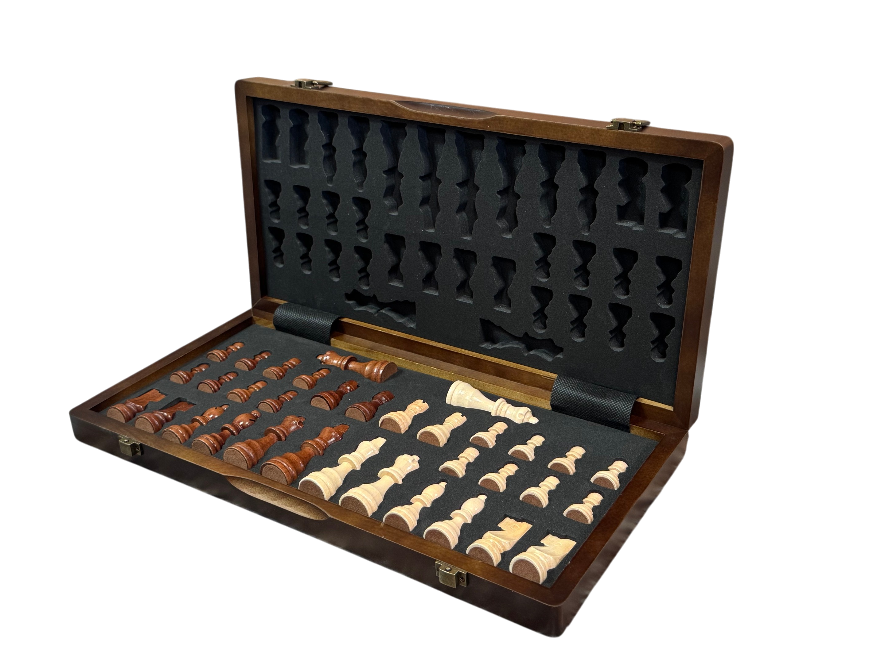 15" Magnetic Walnut and Maple Folding Chess Set - B STOCK - CHESSMAZE STORE UK