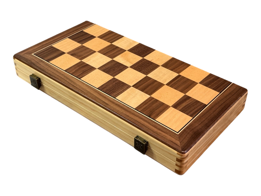 15 Inch Solid Walnut Maple Folding Magnetic Chess Set - CHESSMAZE STORE UK