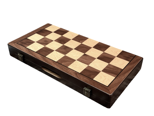 15" Magnetic Walnut and Maple Folding Chess Set - B STOCK - CHESSMAZE STORE UK