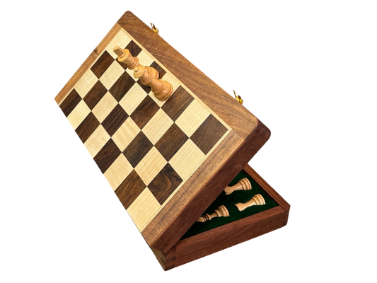 12" Acacia Magnetic Folding Chess Set- B STOCK - CHESSMAZE STORE UK