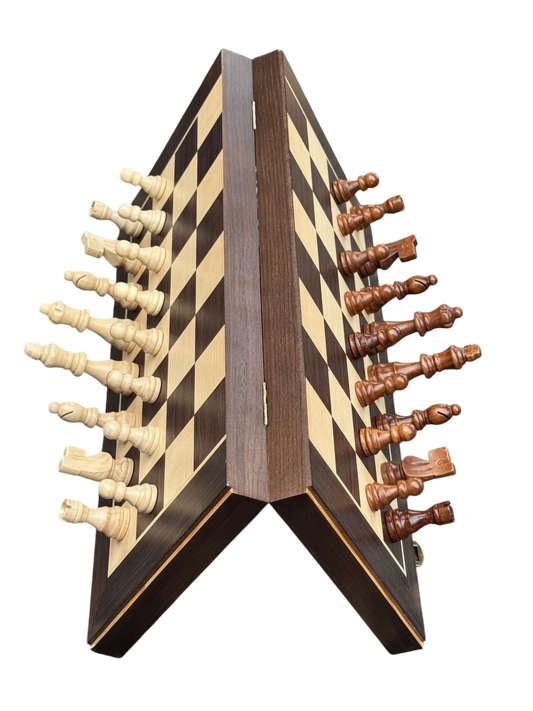 15 Inch Wenge Magnetic Folding Chess Set - CHESSMAZE STORE UK
